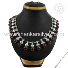 Потрясающие красная яшма драгоценных камней серебряный ювелирных изделий ожерелья 925 серебряные ювелирные изделия индийских серебряные ювелирные изделия